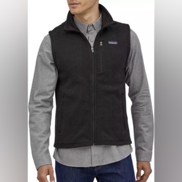 Y2K 90s, Vintage Patagonia” Men's Charcoal black retro pile zip Vest size S - Picture 1 of 5